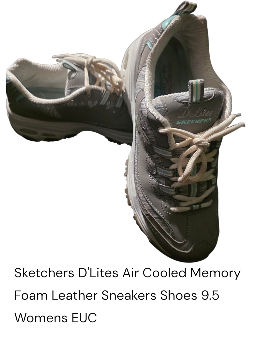 Skechers D'Lites Women's US9.5 Gray and Teal Lace-Up Sneakers